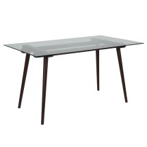 Flash Furniture SK-17GC-034-E-GG 31.5" x 55" Rectangular Solid Espresso Wood Table with Clear Glass Top