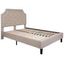 Flash Furniture SL-BK4-F-B-GG Full Size Tufted Upholstered Platform Bed, Beige Fabric