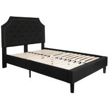 Flash Furniture SL-BK4-F-BK-GG Full Size Tufted Upholstered Platform Bed, Black Fabric