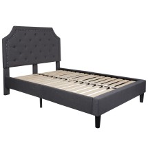 Flash Furniture SL-BK4-F-DG-GG Full Size Tufted Upholstered Platform Bed, Dark Gray Fabric
