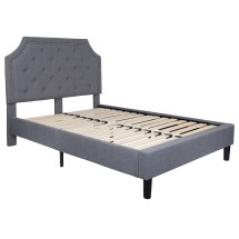 Flash Furniture SL-BK4-F-LG-GG Full Size Tufted Upholstered Platform Bed, Light Gray Fabric