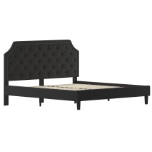 Flash Furniture SL-BK4-K-BK-GG King Size Tufted Upholstered Platform Bed, Black Fabric