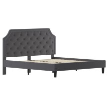 Flash Furniture SL-BK4-K-DG-GG King Size Tufted Upholstered Platform Bed, Dark Gray Fabric