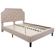Flash Furniture SL-BK4-Q-B-GG Queen Size Tufted Upholstered Platform Bed, Beige Fabric