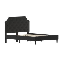 Flash Furniture SL-BK4-Q-BK-GG Queen Size Tufted Upholstered Platform Bed, Black Fabric