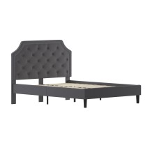 Flash Furniture SL-BK4-Q-DG-GG Queen Size Tufted Upholstered Platform Bed, Dark Gray Fabric