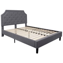 Flash Furniture SL-BK4-Q-LG-GG Queen Size Tufted Upholstered Platform Bed, Light Gray Fabric