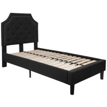 Flash Furniture SL-BK4-T-BK-GG Twin Size Tufted Upholstered Platform Bed, Black Fabric