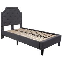 Flash Furniture SL-BK4-T-DG-GG Twin Size Tufted Upholstered Platform Bed, Dark Gray Fabric