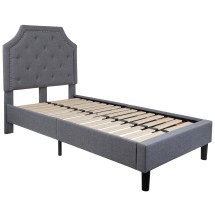 Flash Furniture SL-BK4-T-LG-GG Twin Size Tufted Upholstered Platform Bed, Light Gray Fabric