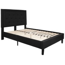 Flash Furniture SL-BK5-F-BK-GG Full Size Tufted Upholstered Platform Bed, Black Fabric