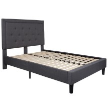Flash Furniture SL-BK5-F-DG-GG Full Size Tufted Upholstered Platform Bed, Dark Gray Fabric