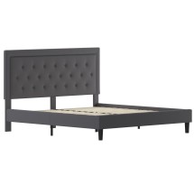 Flash Furniture SL-BK5-K-DG-GG King Size Tufted Upholstered Platform Bed, Dark Gray Fabric
