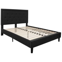 Flash Furniture SL-BK5-Q-BK-GG Queen Size Tufted Upholstered Platform Bed, Black Fabric