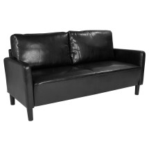 Flash Furniture SL-SF918-3-BLK-GG Washi Park Black LeatherSoft Upholstered Sofa