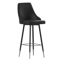 Flash Furniture SY-807-30-BK-GG Commercial Black LeatherSoft Bucket Seat Bar Height Stool, Set of 2