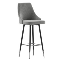 Flash Furniture SY-807-30-GY-GG Commercial Gray LeatherSoft Bucket Seat Bar Height Stool, Set of 2 