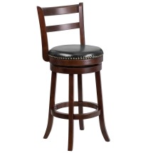 Flash Furniture TA-16029-CA-GG 30&quot;H Cappuccino Wood Black LeatherSoft Swivel Barstool