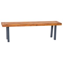 Flash Furniture THB-B01322-NAT-GG Solid Acacia Wood Patio Dining Bench with Wooden Legs, Natural Finish
