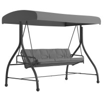 Flash Furniture TLH-007-GY-GG Gray 3-Seat Outdoor Steel Convertible Canopy Patio Swing Bed