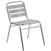 Flash Furniture TLH-015-GG Aluminum Indoor/Outdoor Restaurant Stack Chair with Triple Slat Back