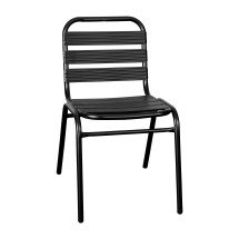 Flash Furniture TLH-015C-BK-GG Black Metal Indoor/Outdoor Restaurant Stack Chair with Metal Triple Slat Back