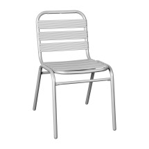 Flash Furniture TLH-015C-GG Silver Metal Indoor/Outdoor Restaurant Stack Chair with Metal Triple Slat Back