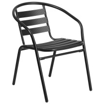 Flash Furniture TLH-017C-BK-GG Black Metal Restaurant Stack Chair with Aluminum Slats