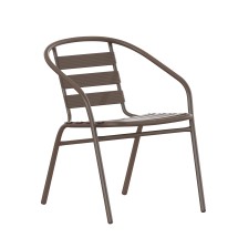 Flash Furniture TLH-017C-BZ-GG Bronze Metal Restaurant Stack Chair with Metal Slats