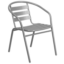 Flash Furniture TLH-017C-GG Silver Metal Restaurant Stack Chair with Aluminum Slats
