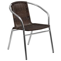 Flash Furniture TLH-020-GG Aluminum and Dark Brown Rattan Indoor/Outdoor Restaurant Stack Chair