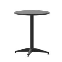 Flash Furniture TLH-052-1-BK-GG 23.5'' Black Round Metal Indoor/Outdoor Table with Base