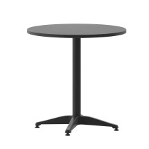Flash Furniture TLH-052-2-BK-GG 27.5'' Black Round Metal Indoor/Outdoor Table with Base