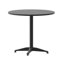 Flash Furniture TLH-052-3-BK-GG 31.5'' Black Round Metal Indoor/Outdoor Table with Base