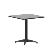 Flash Furniture TLH-053-2-BK-GG 27.5'' Black Square Metal Indoor/Outdoor Table with Base