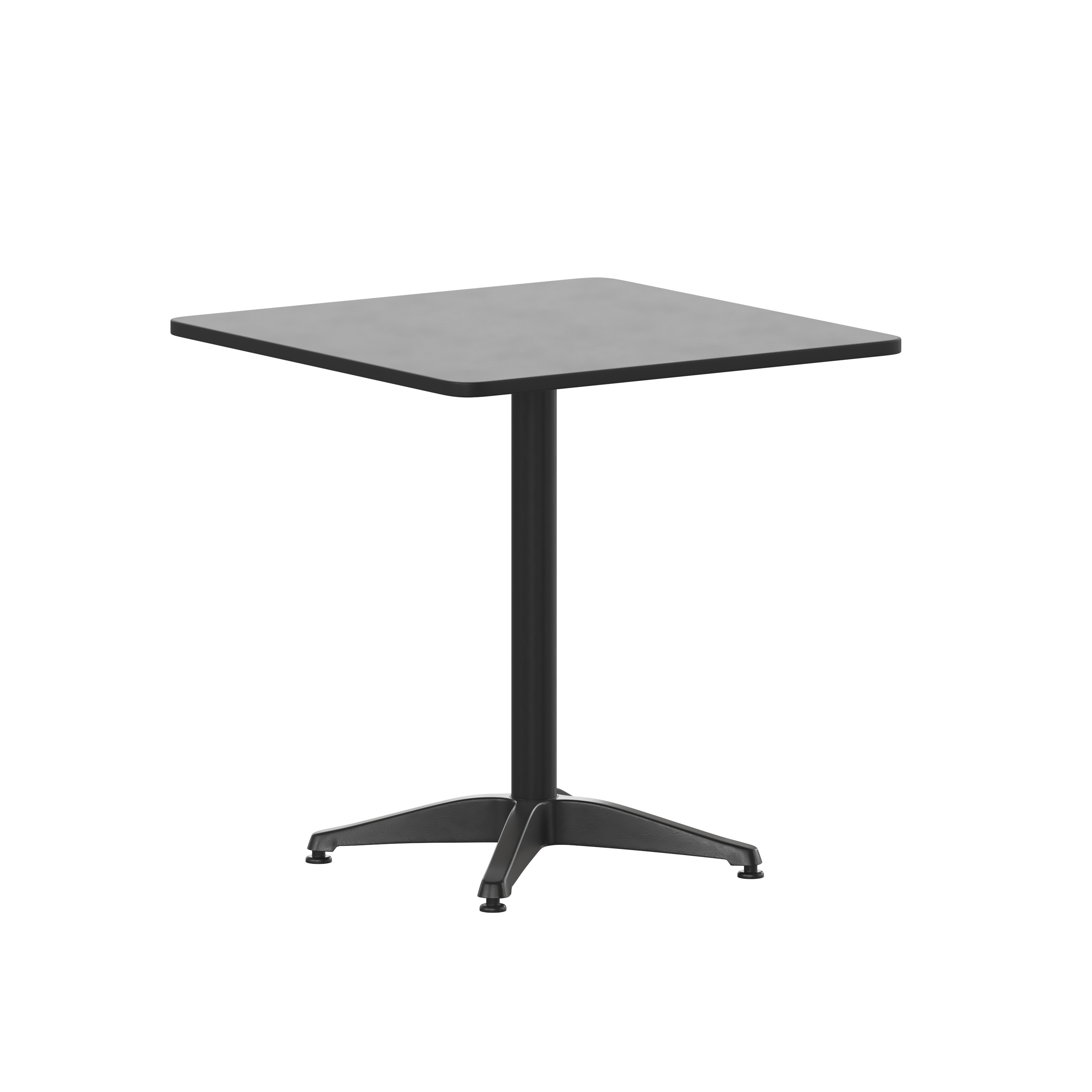 Flash Furniture TLH-053-2-BK-GG 27.5'' Black Square Metal Indoor/Outdoor Table with Base