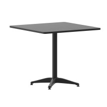 Flash Furniture TLH-053-3-BK-GG 31.5'' Black Square Metal Indoor/Outdoor Table with Base