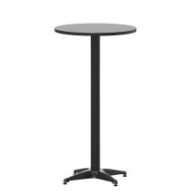 Flash Furniture TLH-059A-BK-GG 23.25" Black Round Metal Indoor/Outdoor Bar Height Table with Flip-Up Table
