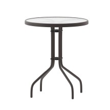 Flash Furniture TLH-070-1-BZ-GG 23.75'' Bronze Round Tempered Glass Patio Table