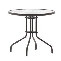 Flash Furniture TLH-070-2-BZ-GG 31.5'' Bronze Round Tempered Glass Patio Table
