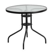 Flash Furniture TLH-070-2-GG 31.5'' Round Tempered Glass Patio Table