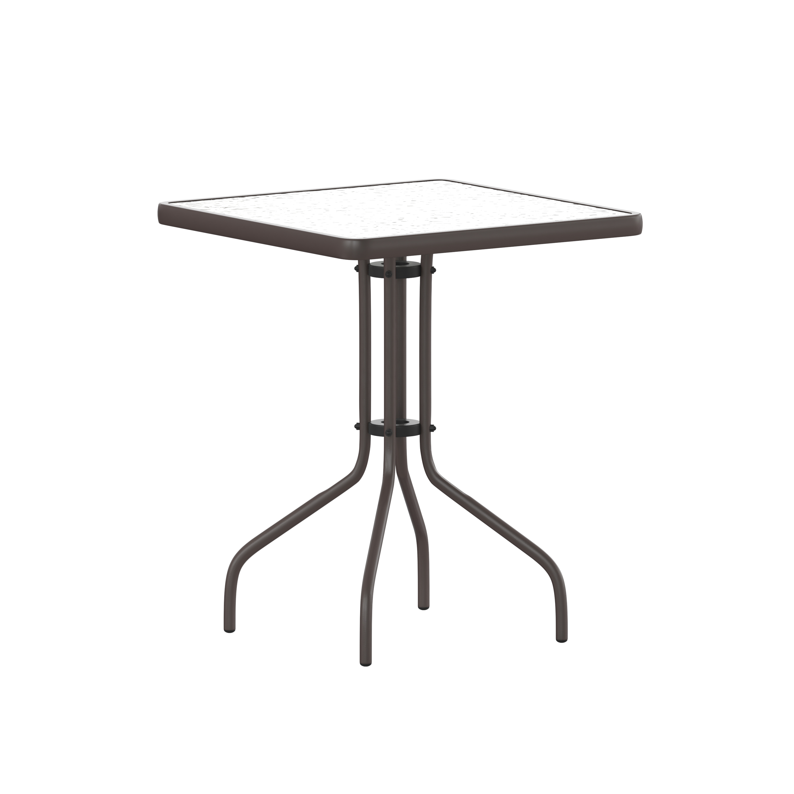 Flash Furniture TLH-073A-1-BZ-GG 23.5'' Bronze Square Tempered Glass Top Patio Table
