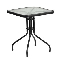 Flash Furniture TLH-073A-1-GG 23.5'' Square Tempered Glass Top Patio Table