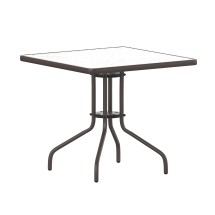 Flash Furniture TLH-073A-2-BZ-GG 31.5'' Bronze Square Tempered Glass Top Patio Table