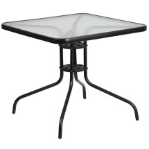 Flash Furniture TLH-073A-2-GG 31.5'' Square Tempered Glass Top Patio Table