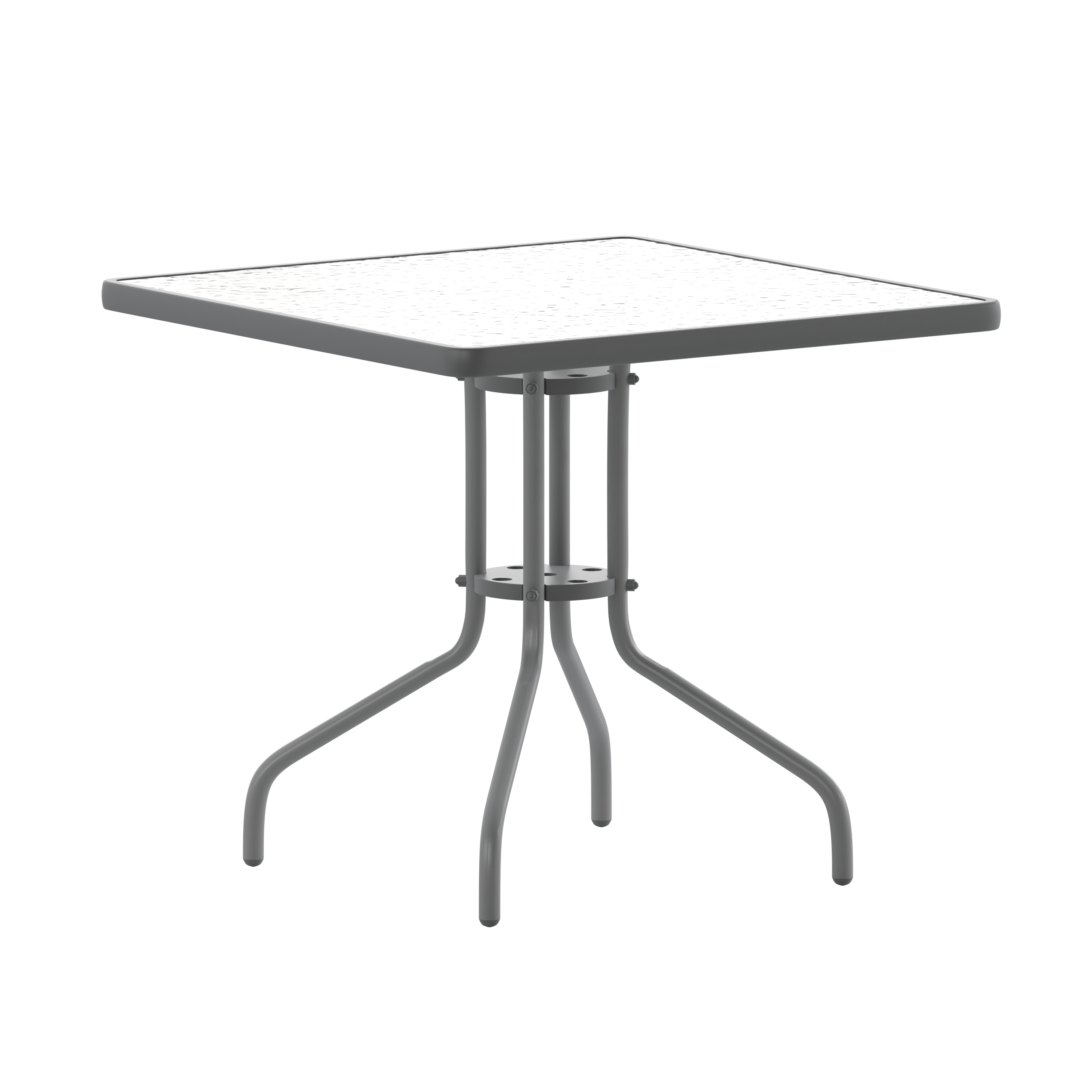 Flash Furniture TLH-073A-2-SV-GG 31.5'' Silver Square Tempered Glass Top Patio Table
