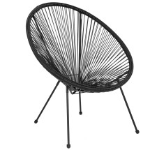 Flash Furniture TLH-094-BLACK-GG Valencia Oval Comfort Series Take Ten Black Papasan Lounge Chair