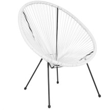 Flash Furniture TLH-094-WHITE-GG Valencia Oval Comfort Series Take Ten White Papasan Lounge Chair