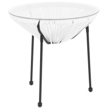 Flash Furniture TLH-094T-WHITE-GG Valencia Oval Comfort Series Take Ten Glass Top White Rattan Table