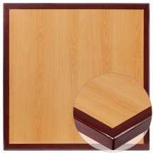 Flash Furniture TP-2TONE-2424-GG 24'' Square 2-Tone High-Gloss Cherry/Mahogany Resin Table Top with 2'' Thick Drop-Lip